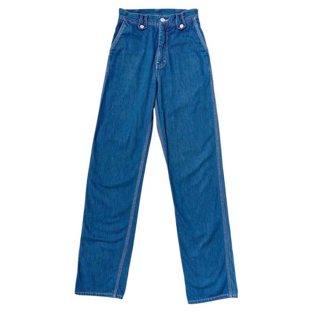70s vintage highwaisted straight leg jeans boho long inseam faded Ziggy.